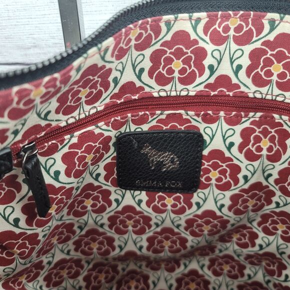 Emma Fox Leather Purse Shoulder Bag Strap Tote Bucket Style Black Gray Patchwork - Picture 5 of 11